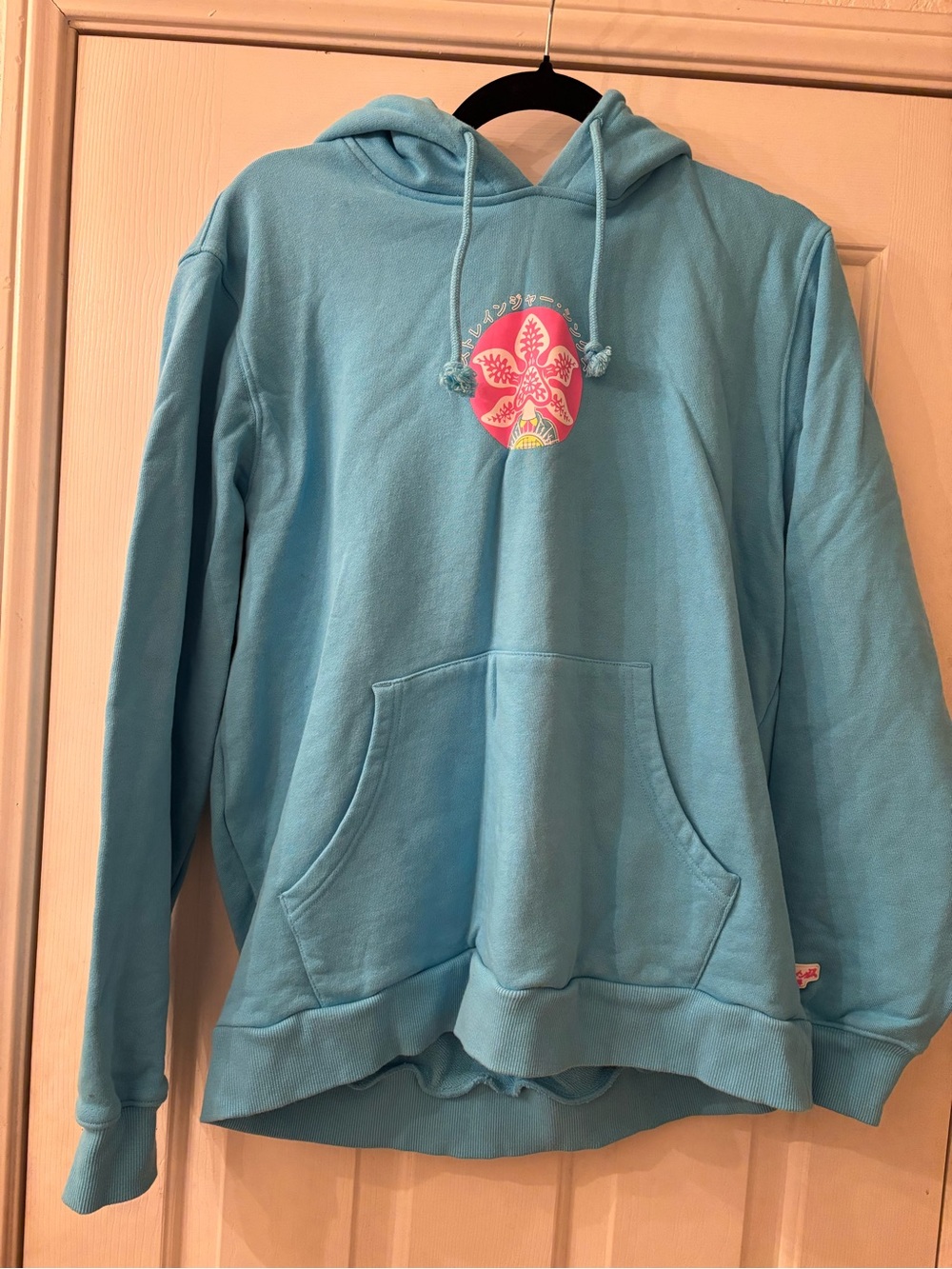 Chagrin X Stranger Things Light Blue Hoodie Sweater Large EUC